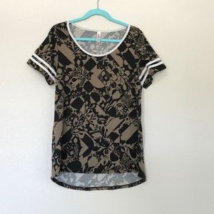 LuLaroe Mocha Classic Tee Shirt Varsity Stripe Med